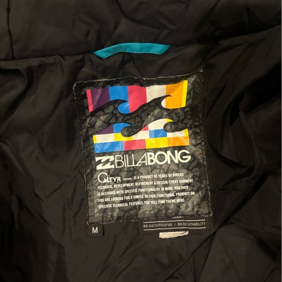 Billabong Turquoise Blue Black Women’s Snowboarding Winter Jacket Medium - Picture 4 of 6